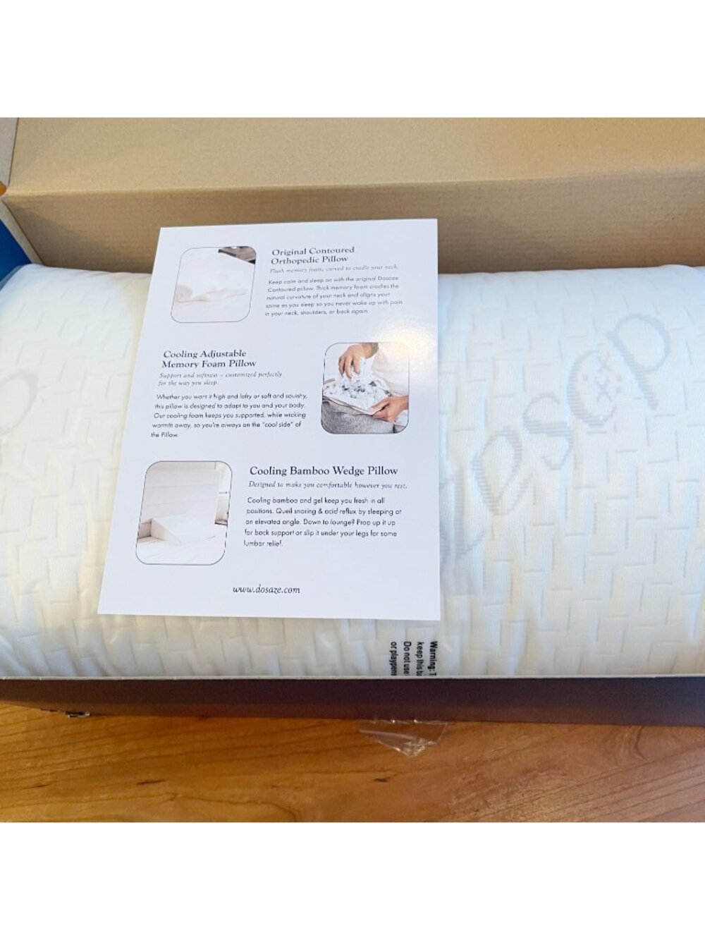 NIB Dosaze White Contoured Orthopedic Bed Pillow Memory Foam - Standard